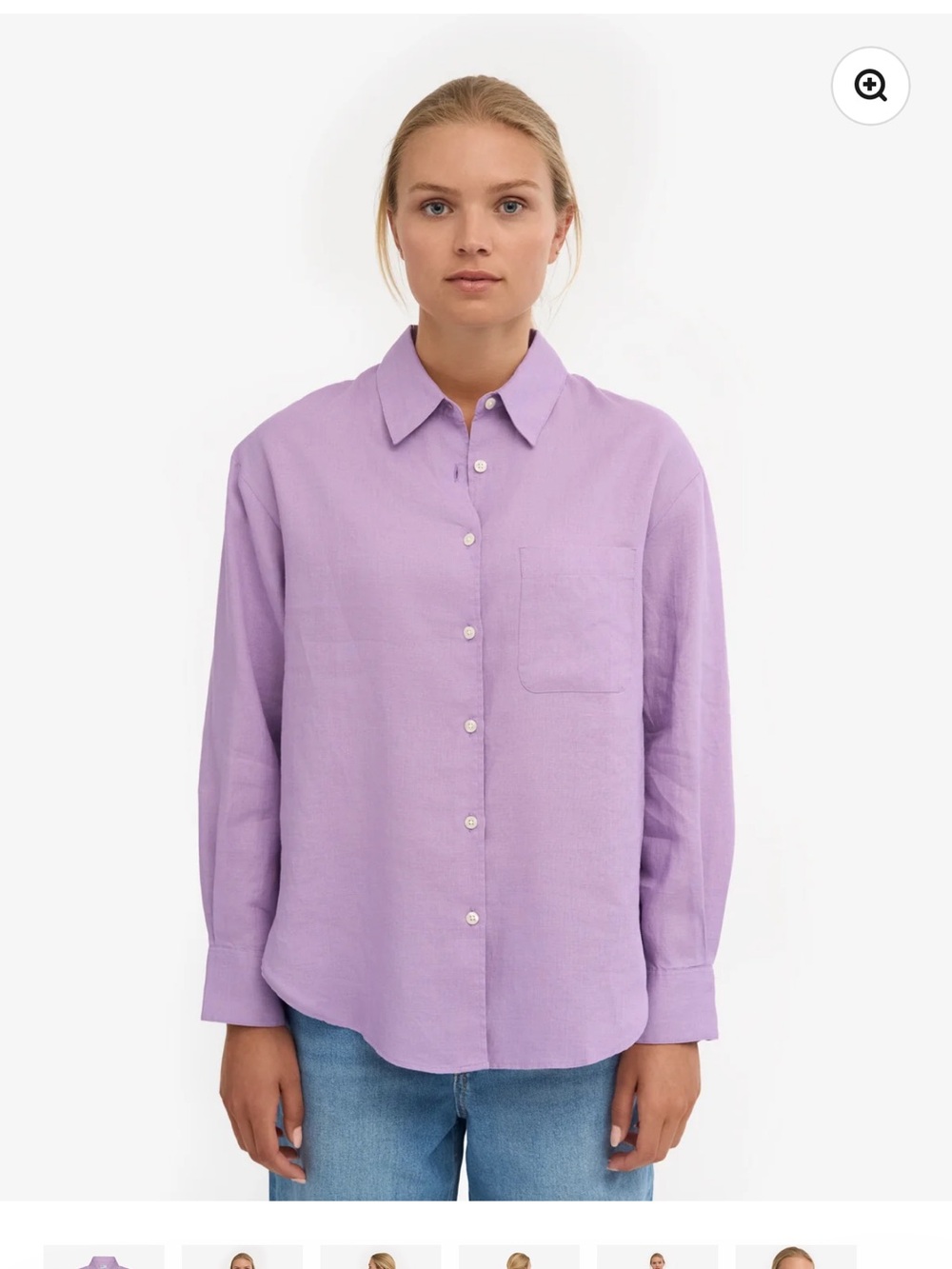 Colorful Standard Women’s Linen Oversized Button Shirt Purple Lavender Medium